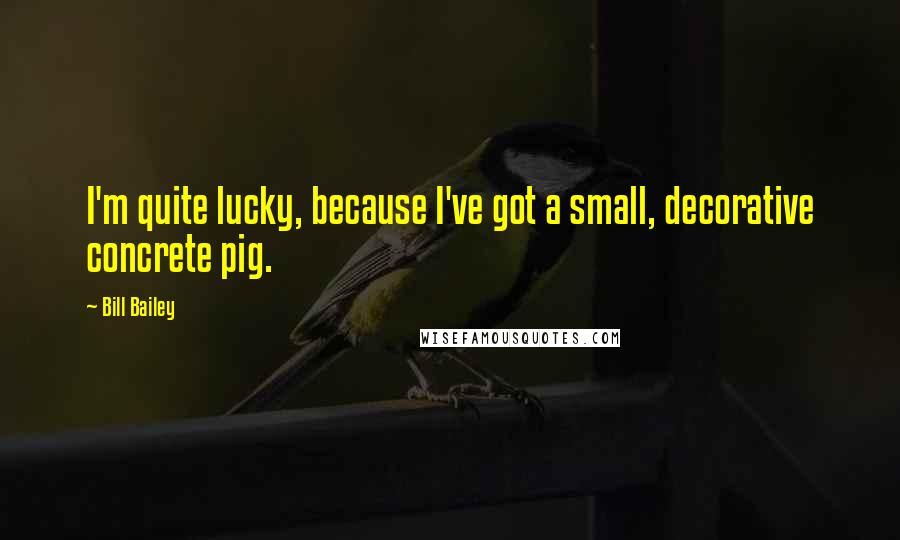 Bill Bailey Quotes: I'm quite lucky, because I've got a small, decorative concrete pig.