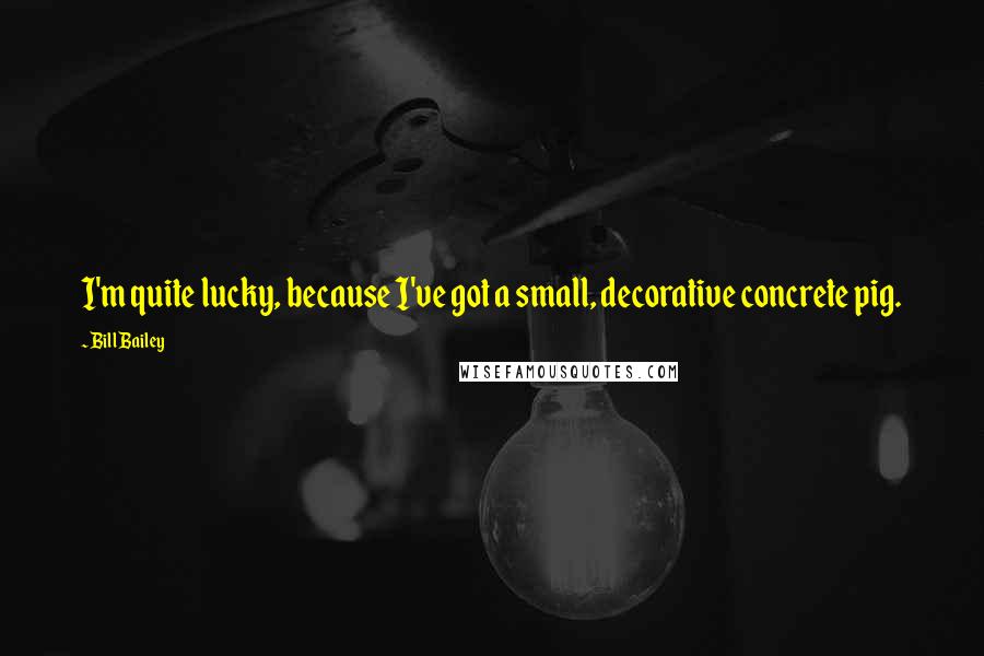 Bill Bailey Quotes: I'm quite lucky, because I've got a small, decorative concrete pig.