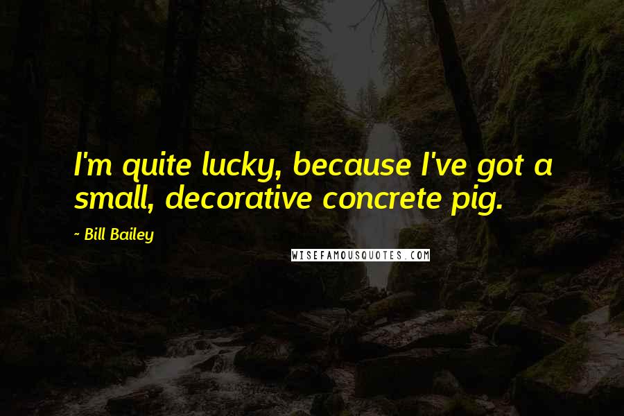 Bill Bailey Quotes: I'm quite lucky, because I've got a small, decorative concrete pig.