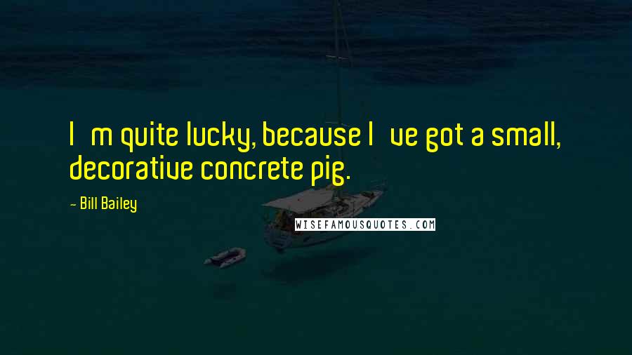 Bill Bailey Quotes: I'm quite lucky, because I've got a small, decorative concrete pig.