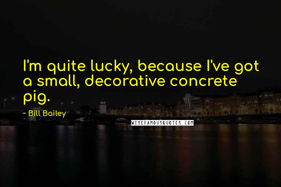 Bill Bailey Quotes: I'm quite lucky, because I've got a small, decorative concrete pig.