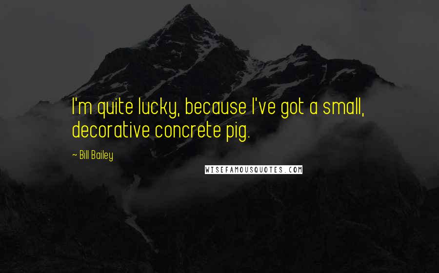 Bill Bailey Quotes: I'm quite lucky, because I've got a small, decorative concrete pig.