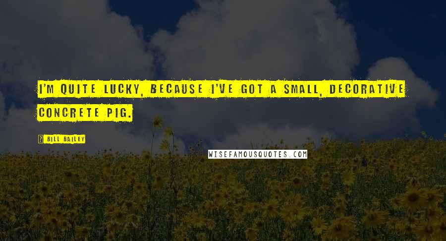 Bill Bailey Quotes: I'm quite lucky, because I've got a small, decorative concrete pig.