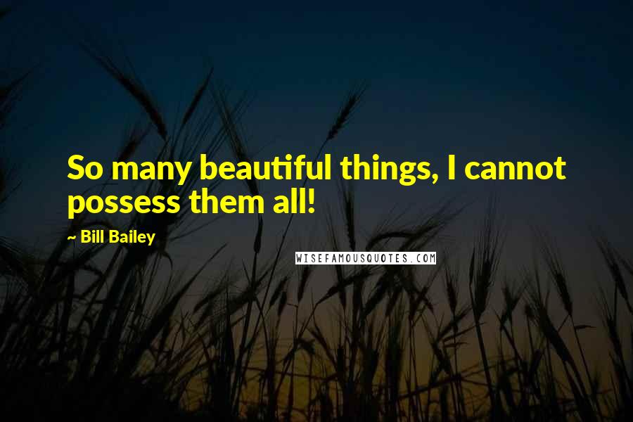 Bill Bailey Quotes: So many beautiful things, I cannot possess them all!