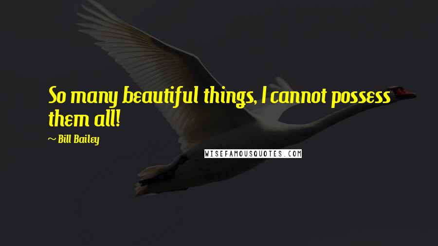 Bill Bailey Quotes: So many beautiful things, I cannot possess them all!