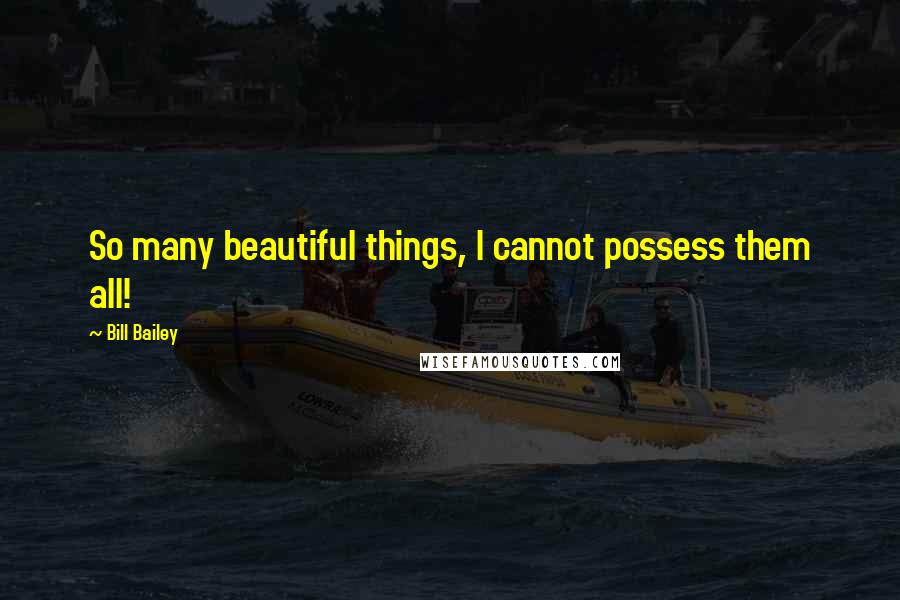 Bill Bailey Quotes: So many beautiful things, I cannot possess them all!