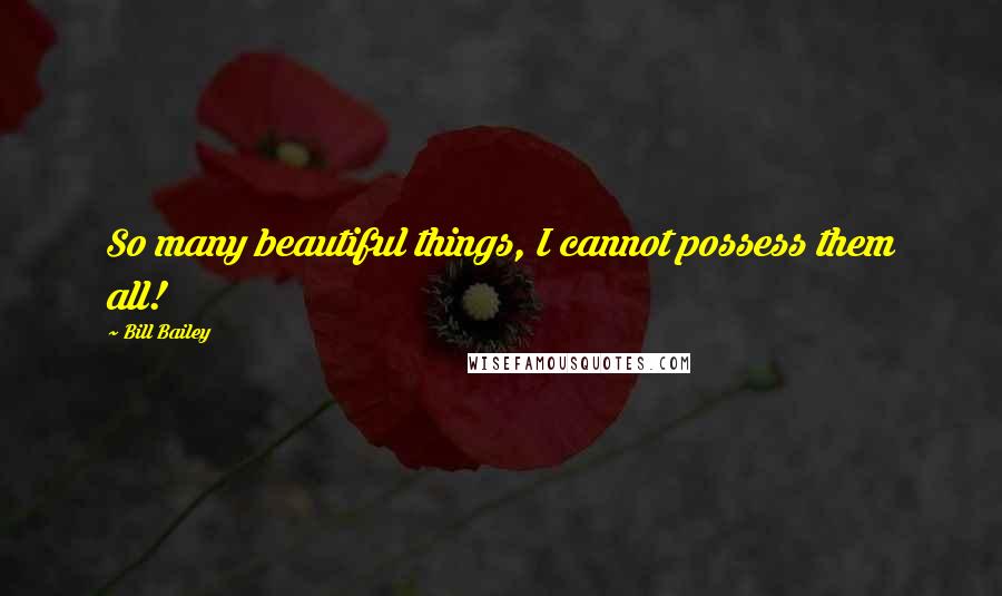 Bill Bailey Quotes: So many beautiful things, I cannot possess them all!