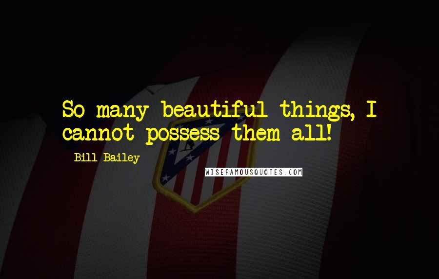 Bill Bailey Quotes: So many beautiful things, I cannot possess them all!