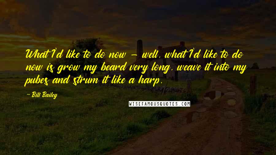 Bill Bailey Quotes: What I'd like to do now - well, what I'd like to do now is grow my beard very long, weave it into my pubes and strum it like a harp.
