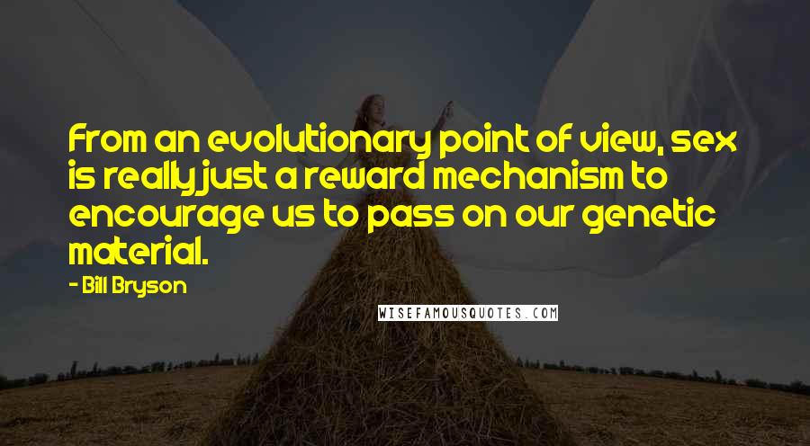 Bill Bryson Quotes: From an evolutionary point of view, sex is really just a reward mechanism to encourage us to pass on our genetic material.