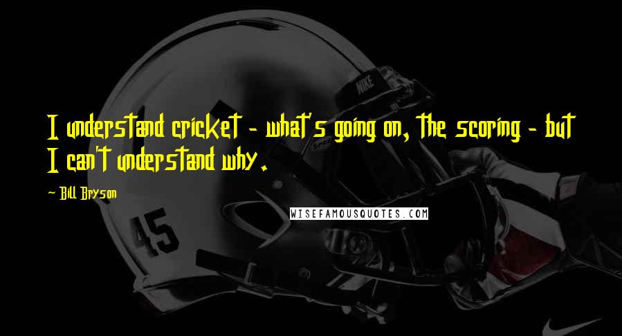 Bill Bryson Quotes: I understand cricket - what's going on, the scoring - but I can't understand why.
