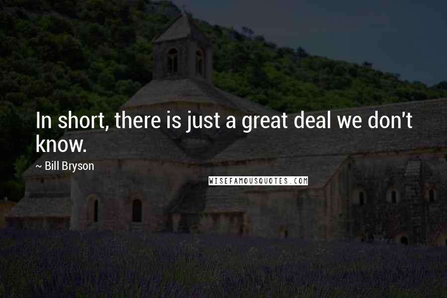 Bill Bryson Quotes: In short, there is just a great deal we don't know.