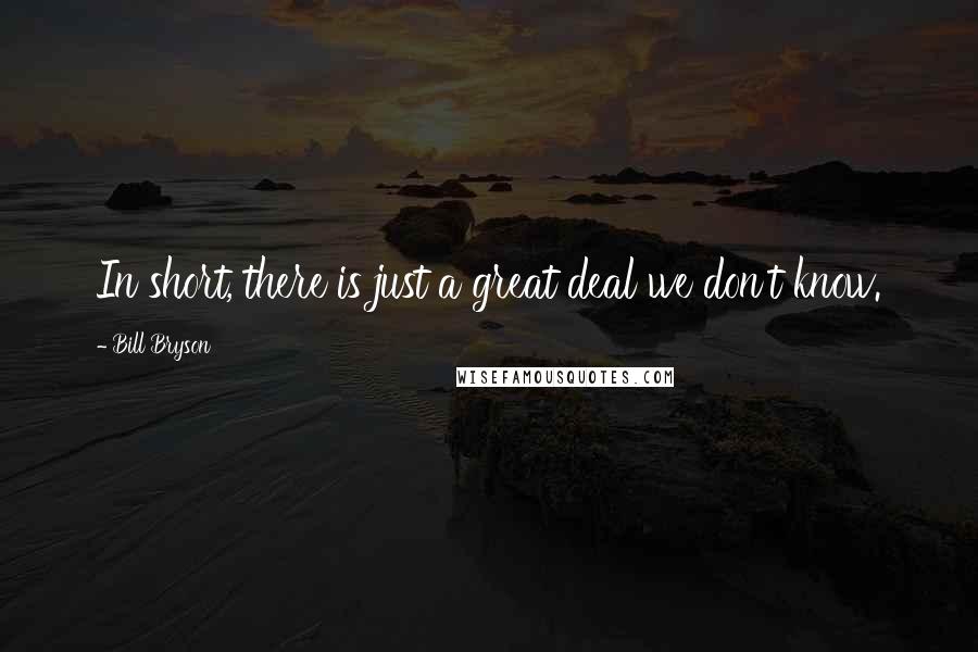 Bill Bryson Quotes: In short, there is just a great deal we don't know.