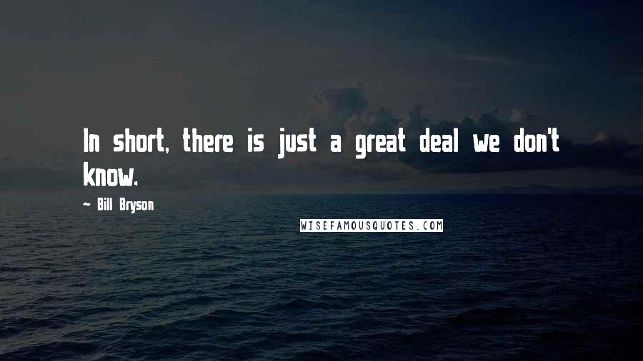 Bill Bryson Quotes: In short, there is just a great deal we don't know.