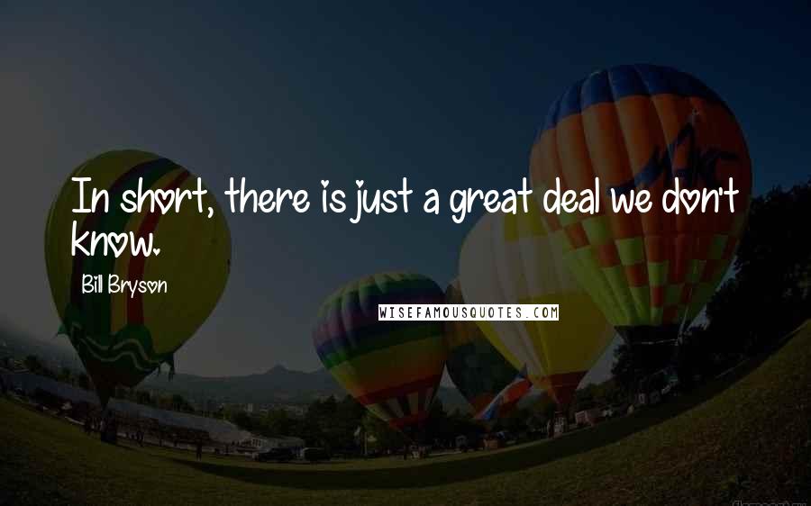 Bill Bryson Quotes: In short, there is just a great deal we don't know.