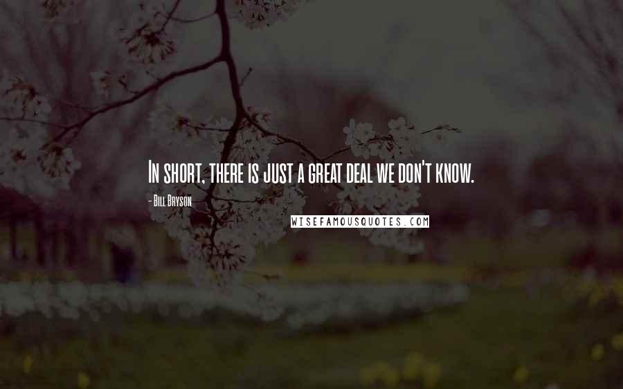 Bill Bryson Quotes: In short, there is just a great deal we don't know.