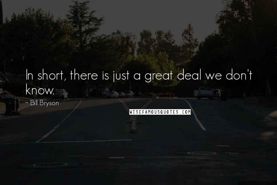 Bill Bryson Quotes: In short, there is just a great deal we don't know.