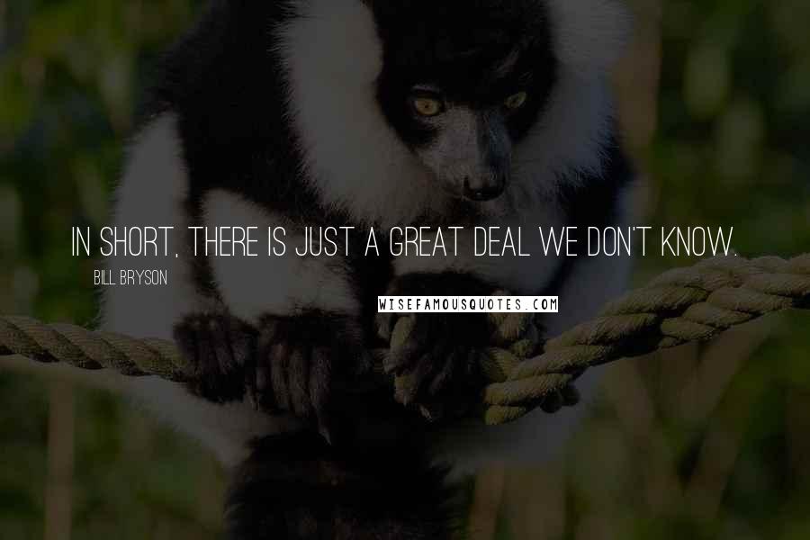Bill Bryson Quotes: In short, there is just a great deal we don't know.