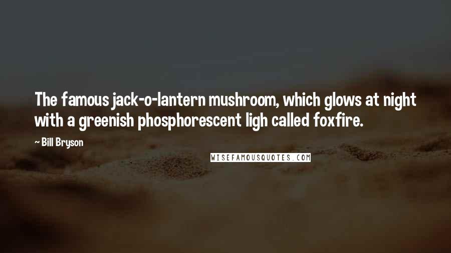 Bill Bryson Quotes: The famous jack-o-lantern mushroom, which glows at night with a greenish phosphorescent ligh called foxfire.