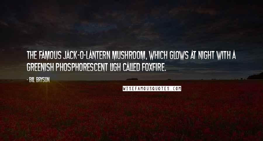 Bill Bryson Quotes: The famous jack-o-lantern mushroom, which glows at night with a greenish phosphorescent ligh called foxfire.