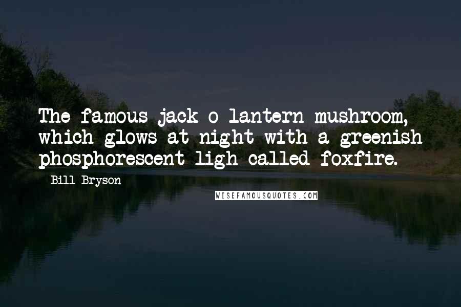 Bill Bryson Quotes: The famous jack-o-lantern mushroom, which glows at night with a greenish phosphorescent ligh called foxfire.