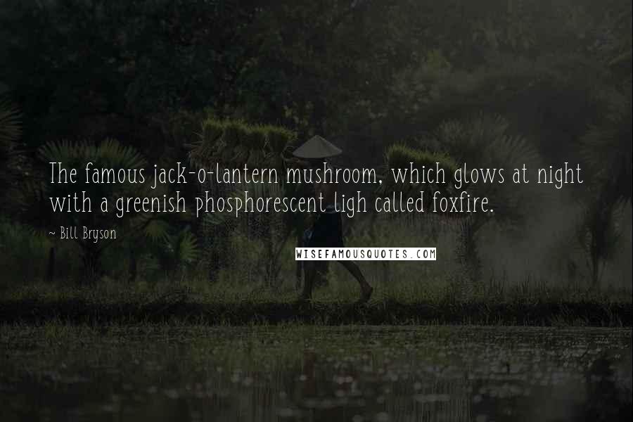 Bill Bryson Quotes: The famous jack-o-lantern mushroom, which glows at night with a greenish phosphorescent ligh called foxfire.