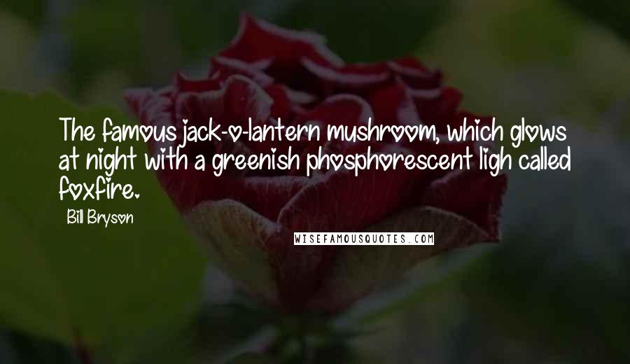 Bill Bryson Quotes: The famous jack-o-lantern mushroom, which glows at night with a greenish phosphorescent ligh called foxfire.