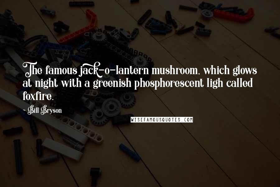 Bill Bryson Quotes: The famous jack-o-lantern mushroom, which glows at night with a greenish phosphorescent ligh called foxfire.