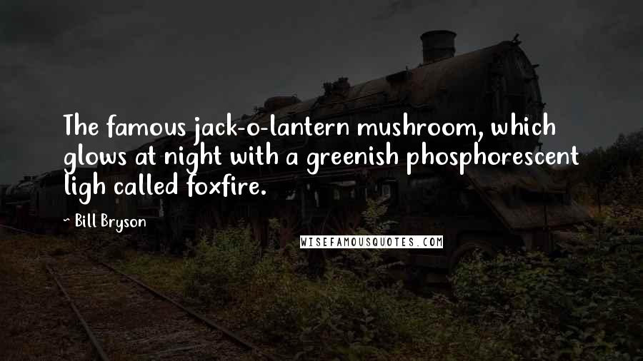 Bill Bryson Quotes: The famous jack-o-lantern mushroom, which glows at night with a greenish phosphorescent ligh called foxfire.