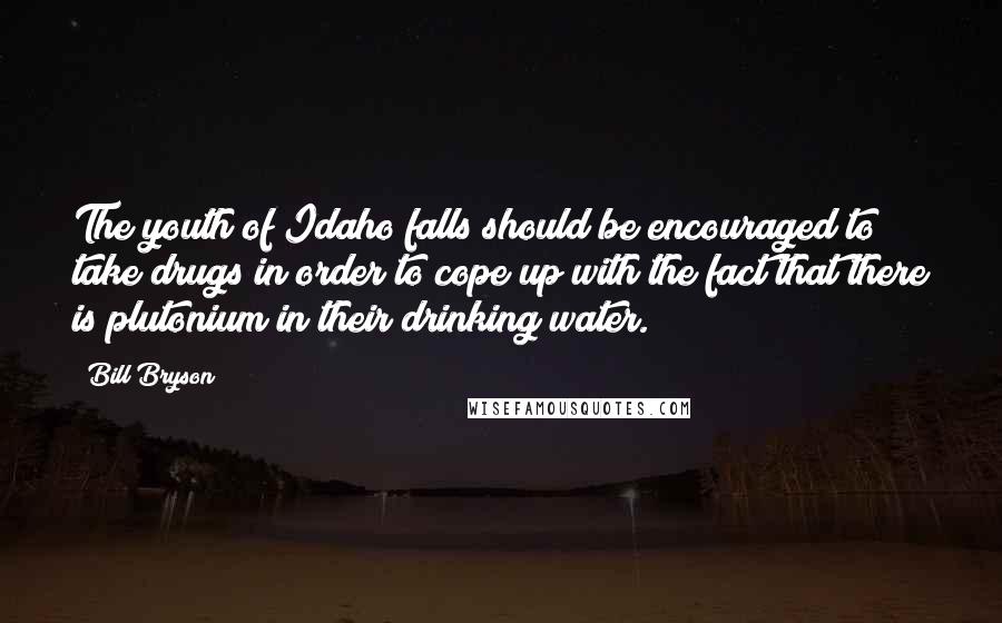 Bill Bryson Quotes: The youth of Idaho falls should be encouraged to take drugs in order to cope up with the fact that there is plutonium in their drinking water.