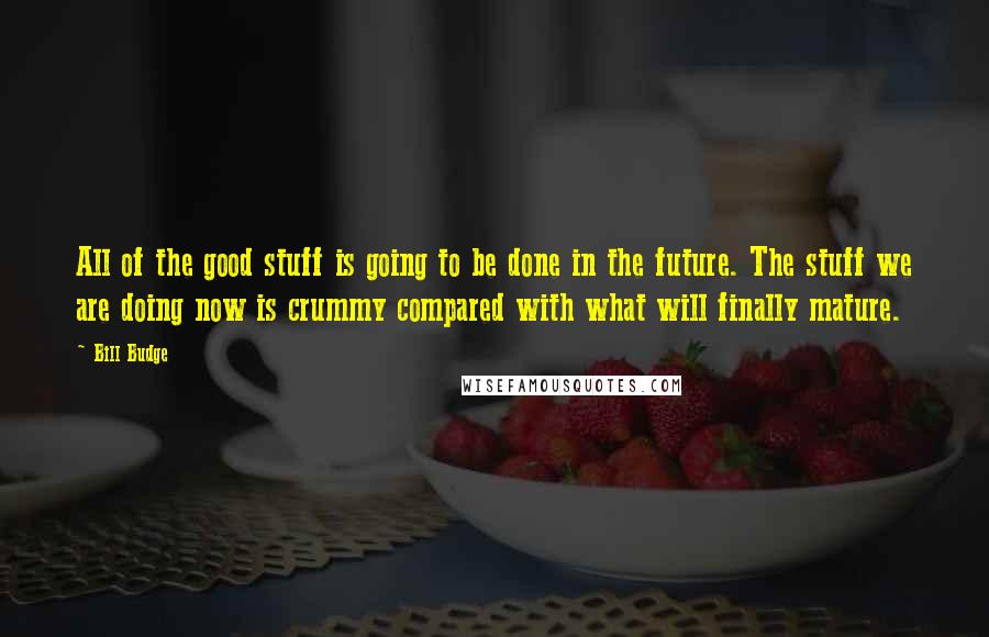 Bill Budge Quotes: All of the good stuff is going to be done in the future. The stuff we are doing now is crummy compared with what will finally mature.