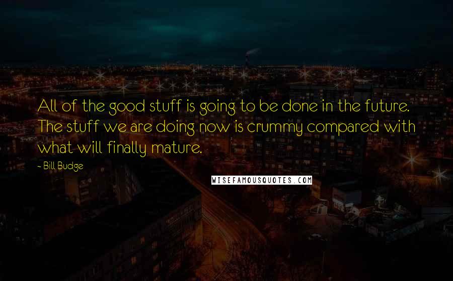 Bill Budge Quotes: All of the good stuff is going to be done in the future. The stuff we are doing now is crummy compared with what will finally mature.