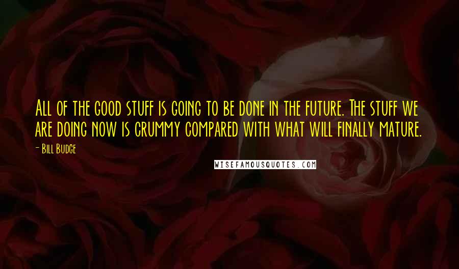 Bill Budge Quotes: All of the good stuff is going to be done in the future. The stuff we are doing now is crummy compared with what will finally mature.