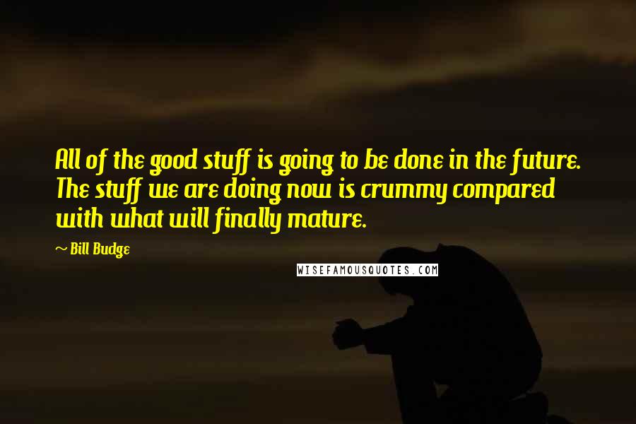 Bill Budge Quotes: All of the good stuff is going to be done in the future. The stuff we are doing now is crummy compared with what will finally mature.