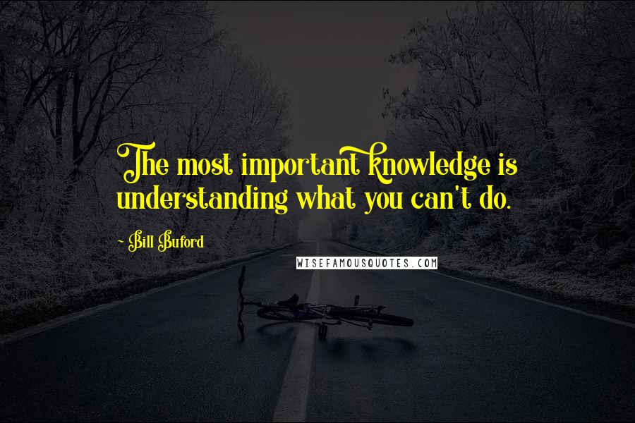 Bill Buford Quotes: The most important knowledge is understanding what you can't do.
