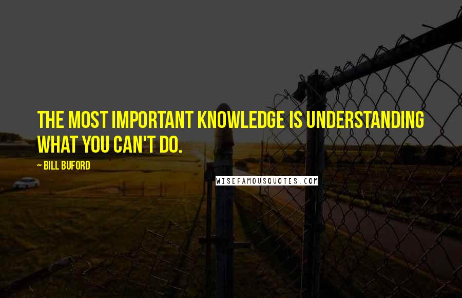 Bill Buford Quotes: The most important knowledge is understanding what you can't do.