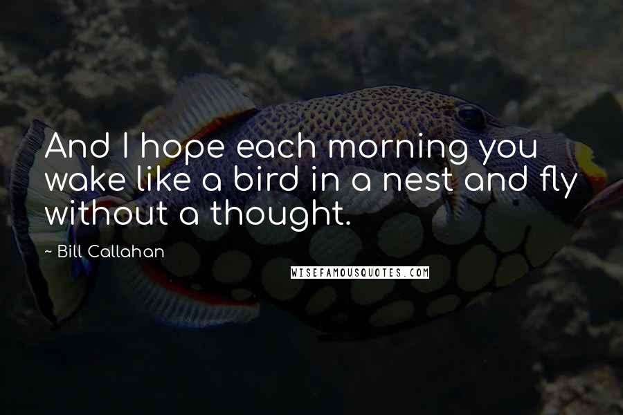 Bill Callahan Quotes: And I hope each morning you wake like a bird in a nest and fly without a thought.