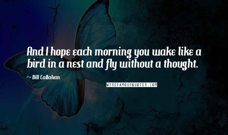 Bill Callahan Quotes: And I hope each morning you wake like a bird in a nest and fly without a thought.