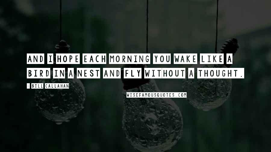 Bill Callahan Quotes: And I hope each morning you wake like a bird in a nest and fly without a thought.