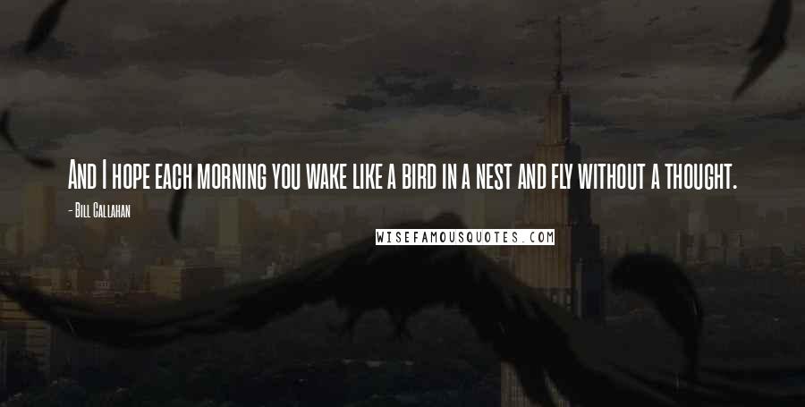 Bill Callahan Quotes: And I hope each morning you wake like a bird in a nest and fly without a thought.