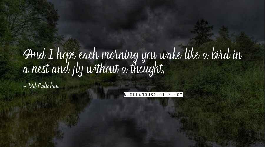 Bill Callahan Quotes: And I hope each morning you wake like a bird in a nest and fly without a thought.