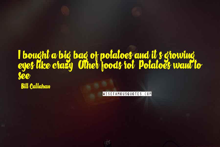 Bill Callahan Quotes: I bought a big bag of potatoes and it's growing eyes like crazy. Other foods rot. Potatoes want to see.