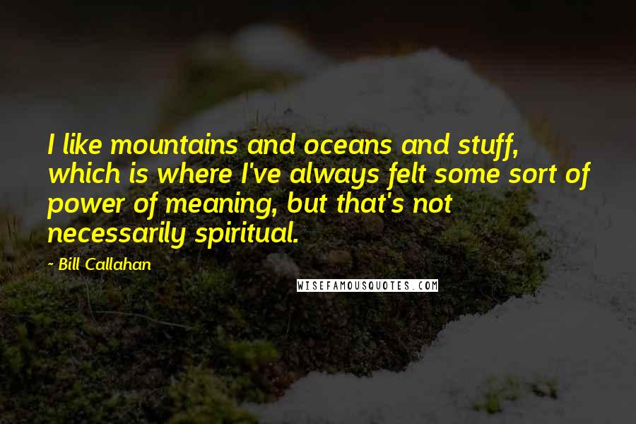 Bill Callahan Quotes: I like mountains and oceans and stuff, which is where I've always felt some sort of power of meaning, but that's not necessarily spiritual.