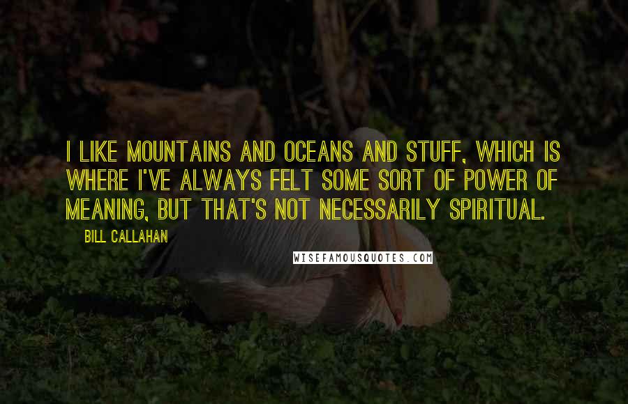 Bill Callahan Quotes: I like mountains and oceans and stuff, which is where I've always felt some sort of power of meaning, but that's not necessarily spiritual.