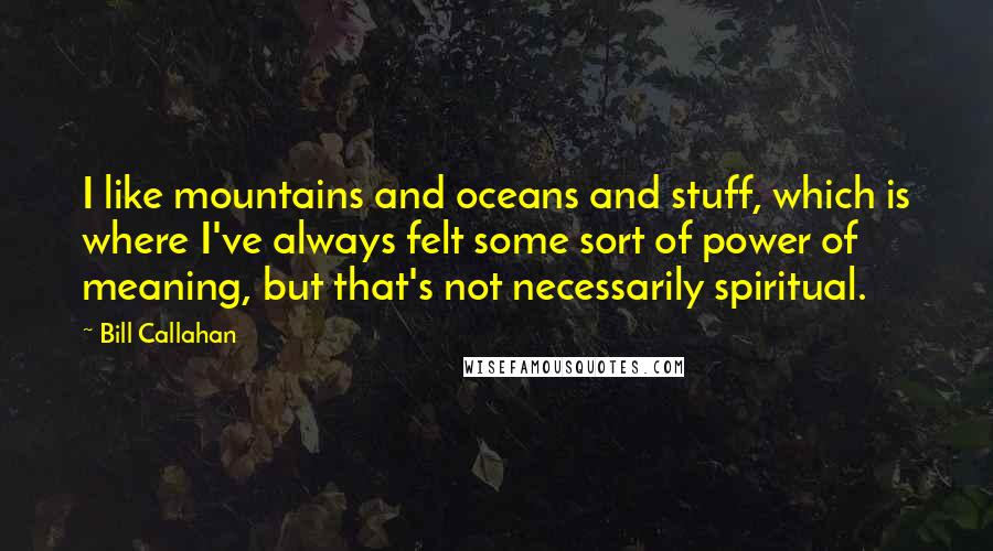 Bill Callahan Quotes: I like mountains and oceans and stuff, which is where I've always felt some sort of power of meaning, but that's not necessarily spiritual.