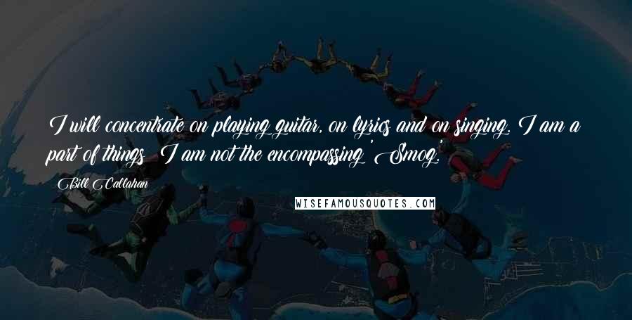 Bill Callahan Quotes: I will concentrate on playing guitar, on lyrics and on singing. I am a part of things; I am not the encompassing 'Smog.'