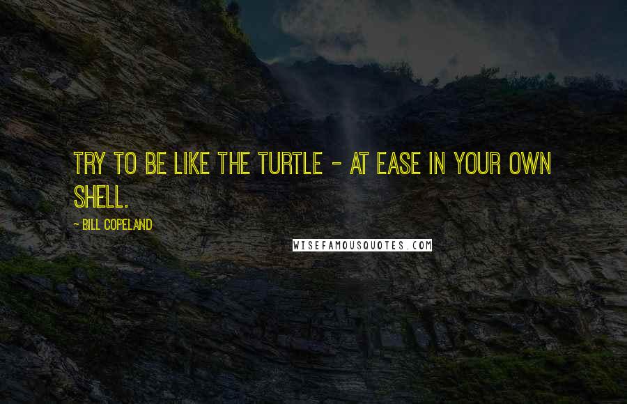 Bill Copeland Quotes: Try to be like the turtle - at ease in your own shell.