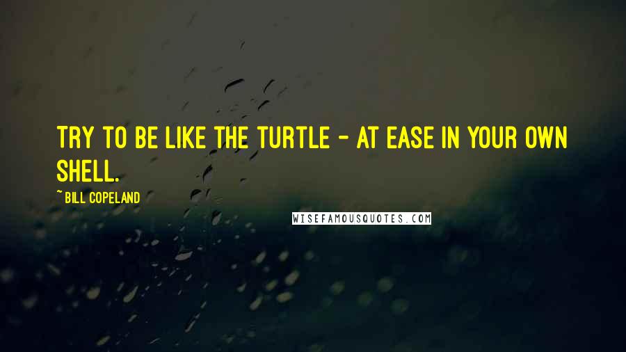 Bill Copeland Quotes: Try to be like the turtle - at ease in your own shell.