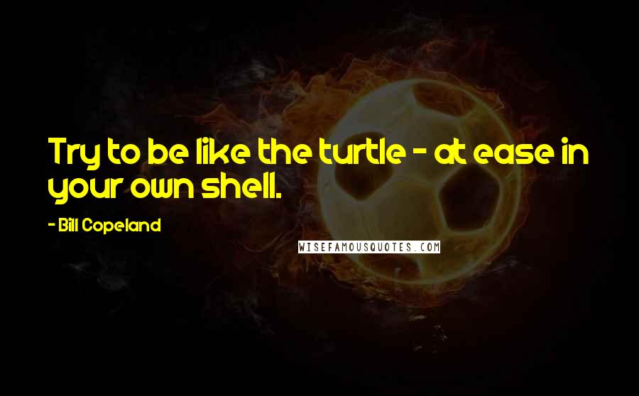 Bill Copeland Quotes: Try to be like the turtle - at ease in your own shell.