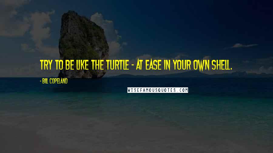 Bill Copeland Quotes: Try to be like the turtle - at ease in your own shell.